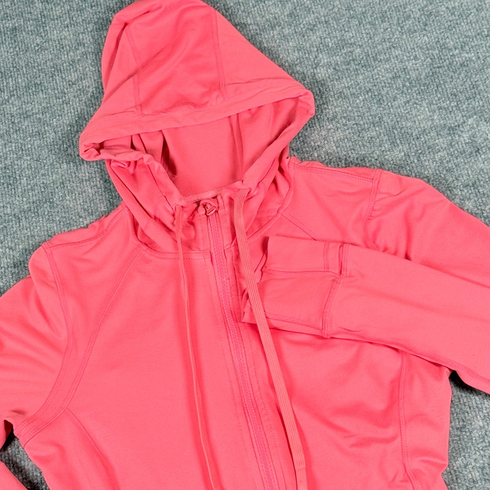Full Zip Hoodie Running Jacket Thumb Holes Vented Athleisure Womens L Activewear